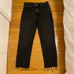 Zara Black High Waisted Straight Jeans